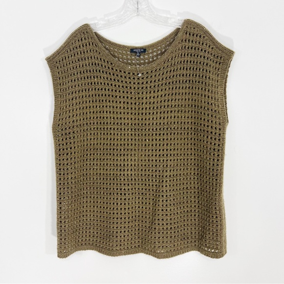 Lafayette 148 Cashmere Sleeveless Knit Sweater Metallic Mini Sequin Size Medium - Picture 1 of 7